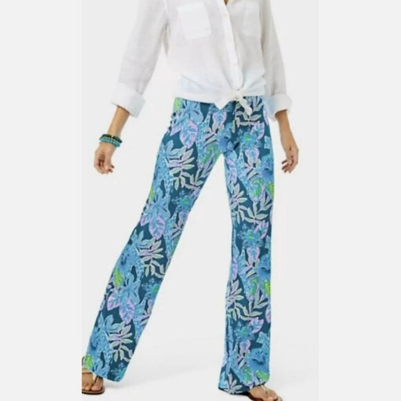 Lilly Pulitzer Georgia May Mid-Rise Pants in Macaw Blue Tall Me About It
